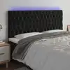 Image de Tête De Lit À Led Noir 180x7x118/128 Cm Velours Vidaxl