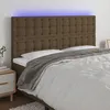 Image de Tête De Lit À Led Marron Foncé 180x5x118/128 Cm Tissu Vidaxl