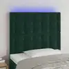 Image de Tête De Lit À Led Vert Foncé 100x5x118/128 Cm Velours Vidaxl
