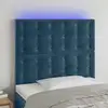 Image de Tête De Lit À Led Bleu Foncé 100x5x118/128 Cm Velours Vidaxl