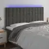 Image de Tête De Lit À Led Gris Foncé 160x5x118/128 Cm Velours Vidaxl