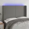 Image de Tête De Lit À Led Gris Foncé 147x16x118/128 Cm Tissu Vidaxl