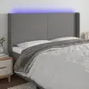 Image de Tête De Lit À Led Gris Foncé 203x16x118/128 Cm Tissu Vidaxl
