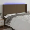 Image de Tête De Lit À Led Marron Foncé 203x16x118/128 Cm Tissu Vidaxl