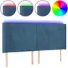 Image de Tête De Lit À Led Bleu Foncé 163x16x118/128 Cm Velours Vidaxl