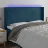 Image de Tête De Lit À Led Bleu Foncé 203x16x118/128 Cm Velours Vidaxl
