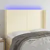 Image de Tête De Lit À Led Crème 147x16x118/128 Cm Similicuir Vidaxl