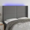 Image de Tête De Lit À Led Gris Foncé 147x16x118/128 Cm Tissu Vidaxl