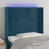 Image de Tête De Lit À Led Bleu Foncé 103x16x118/128 Cm Velours Vidaxl