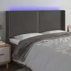 Image de Tête De Lit À Led Gris Foncé 163x16x118/128 Cm Velours Vidaxl