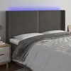 Image de Tête De Lit À Led Gris Foncé 203x16x118/128 Cm Velours Vidaxl