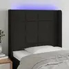 Image de Tête De Lit À Led Noir 83x16x118/128 Cm Tissu Vidaxl