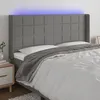 Image de Tête De Lit À Led Gris Foncé 163x16x118/128 Cm Tissu Vidaxl