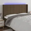 Image de Tête De Lit À Led Marron Foncé 163x16x118/128 Cm Tissu Vidaxl
