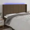Image de Tête De Lit À Led Marron Foncé 183x16x118/128 Cm Tissu Vidaxl