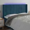 Image de Tête De Lit À Led Bleu Foncé 163x16x118/128 Cm Velours Vidaxl
