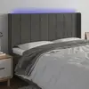 Image de Tête De Lit À Led Gris Foncé 203x16x118/128 Cm Velours Vidaxl