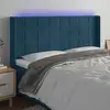 Image de Tête De Lit À Led Bleu Foncé 203x16x118/128 Cm Velours Vidaxl