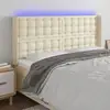 Image de Tête De Lit À Led Crème 203x16x118/128 Cm Similicuir Vidaxl