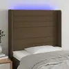 Image de Tête De Lit À Led Marron Foncé 93x16x118/128 Cm Tissu Vidaxl