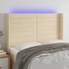Image de Tête De Lit À Led Crème 147x16x118/128 Cm Tissu Vidaxl