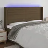 Image de Tête De Lit À Led Marron Foncé 163x16x118/128 Cm Tissu Vidaxl