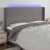 Image de Tête De Lit À Led Gris Foncé 203x16x118/128 Cm Tissu Vidaxl