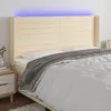 Image de Tête De Lit À Led Crème 203x16x118/128 Cm Tissu Vidaxl