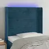 Image de Tête De Lit À Led Bleu Foncé 93x16x118/128 Cm Velours Vidaxl