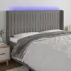 Image de Tête De Lit À Led Gris Foncé 203x16x118/128 Cm Tissu Vidaxl
