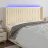 Image de Tête De Lit À Led Crème 203x16x118/128 Cm Tissu Vidaxl