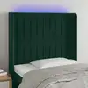 Image de Tête De Lit À Led Vert Foncé 83x16x118/128 Cm Velours Vidaxl