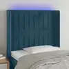 Image de Tête De Lit À Led Bleu Foncé 93x16x118/128 Cm Velours Vidaxl