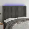 Image de Tête De Lit À Led Gris Foncé 147x16x118/128 Cm Velours Vidaxl