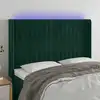 Image de Tête De Lit À Led Vert Foncé 147x16x118/128 Cm Velours Vidaxl