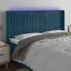 Image de Tête De Lit À Led Bleu Foncé 183x16x118/128 Cm Velours Vidaxl