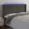 Image de Tête De Lit À Led Gris Foncé 203x16x118/128 Cm Velours Vidaxl