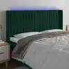 Image de Tête De Lit À Led Vert Foncé 203x16x118/128 Cm Velours Vidaxl