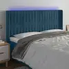 Image de Tête De Lit À Led Bleu Foncé 203x16x118/128 Cm Velours Vidaxl