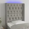 Image de Tête De Lit À Led Gris Clair 83x16x118/128 Cm Tissu Vidaxl