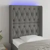 Image de Tête De Lit À Led Gris Foncé 83x16x118/128 Cm Tissu Vidaxl