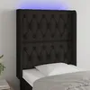 Image de Tête De Lit À Led Noir 83x16x118/128 Cm Tissu Vidaxl