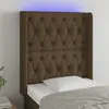 Image de Tête De Lit À Led Marron Foncé 83x16x118/128 Cm Tissu Vidaxl