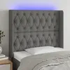 Image de Tête De Lit À Led Gris Foncé 93x16x118/128 Cm Tissu Vidaxl