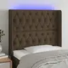 Image de Tête De Lit À Led Marron Foncé 103x16x118/128 Cm Tissu Vidaxl