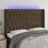 Image de Tête De Lit À Led Marron Foncé 163x16x118/128 Cm Tissu Vidaxl