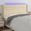 Image de Tête De Lit À Led Crème 203x16x118/128 Cm Tissu Vidaxl