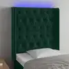 Image de Tête De Lit À Led Vert Foncé 83x16x118/128 Cm Velours Vidaxl