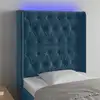 Image de Tête De Lit À Led Bleu Foncé 83x16x118/128 Cm Velours Vidaxl