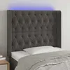 Image de Tête De Lit À Led Gris Foncé 103x16x118/128 Cm Velours Vidaxl
